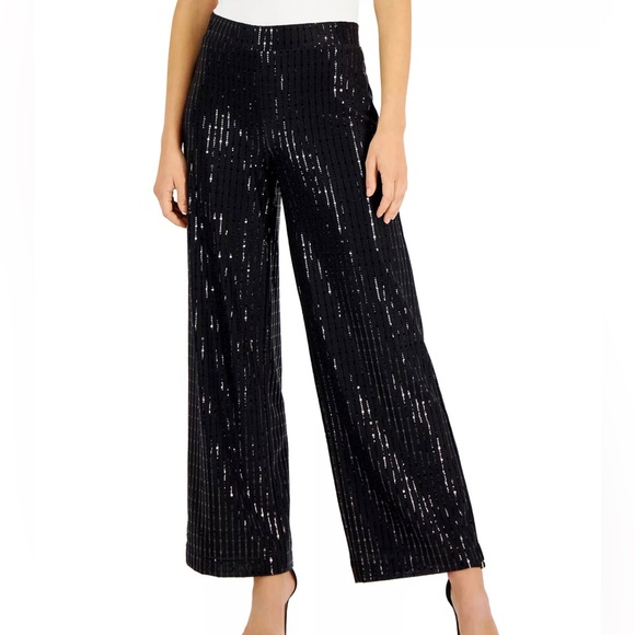 Anne Klein Pants - Anne Klein women’s linear shine pull on wide leg pants